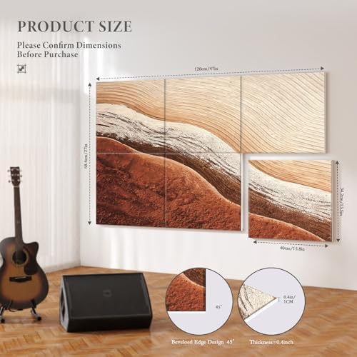 JBER Acoustical Wall Panels 47.2" x 27", Earth Wave Texture - Image 2