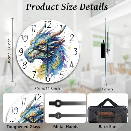 peacoblue Dragon Wall Clocks Battery Operated - Image 2