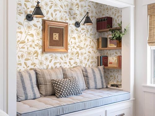 Heroad Floral Wallpaper Peel and Stick White and Gold Contact Paper Boho Peel - Image 3