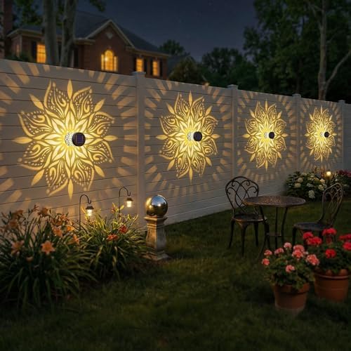 2 Pack Solar Fence Lights Metal Solar Powered Outdoor Wall Deck Step Lights - Image 2
