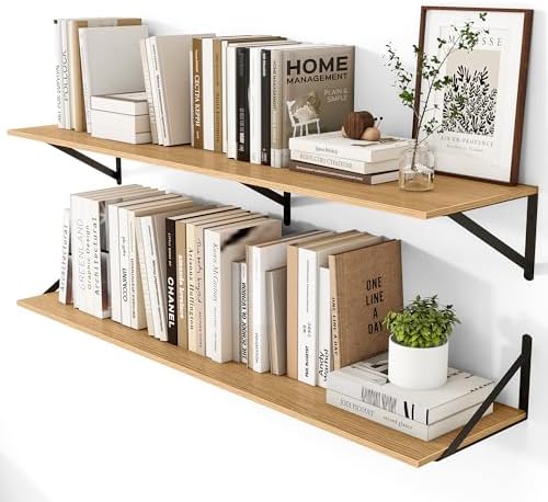 Heimlove 48W x 12D Deep Floating Shelves Set of 2 Oak by Heimlove