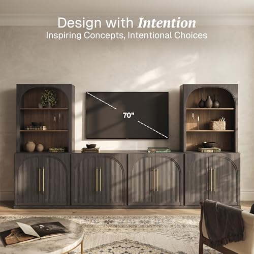 BELLEZE Jagger 130" Wall Unit 6-Piece Modular TV Stand - Image 3