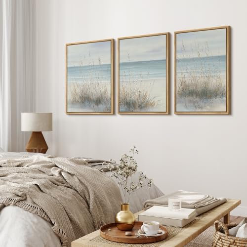 MUDECOR Framed Canvas Print Wall Art Set Coastal Dune Grass - Image 3