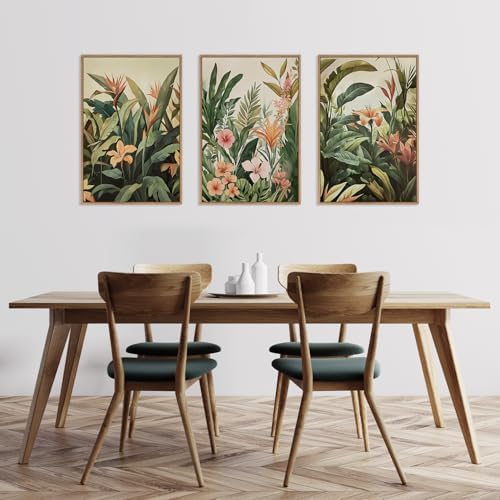 HLNIUC Boho Tropical Leaves Wall Art, Modern Abstract Floral Canvas Wall Decor - Image 6