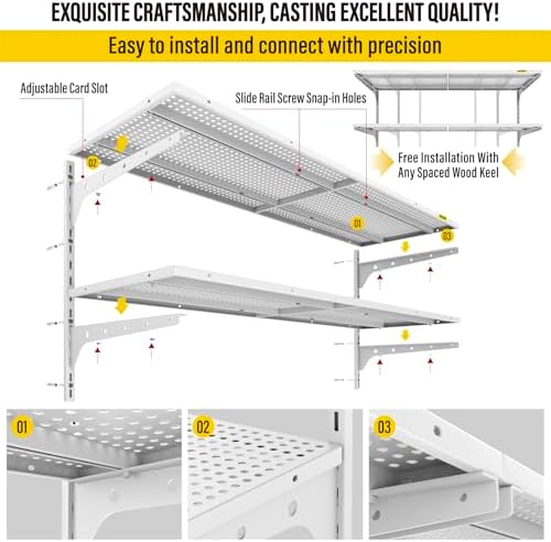 Aecxm 1pack×2 Tier 1.3x4ft Garage Shelving Wall Mounted, 260lbs Load - Image 6