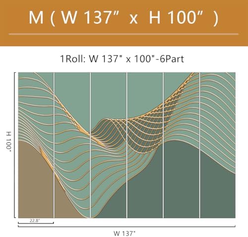 Gold Geometric Line Wallpaper Mural Peel and Stick 137"x100" - Image 4