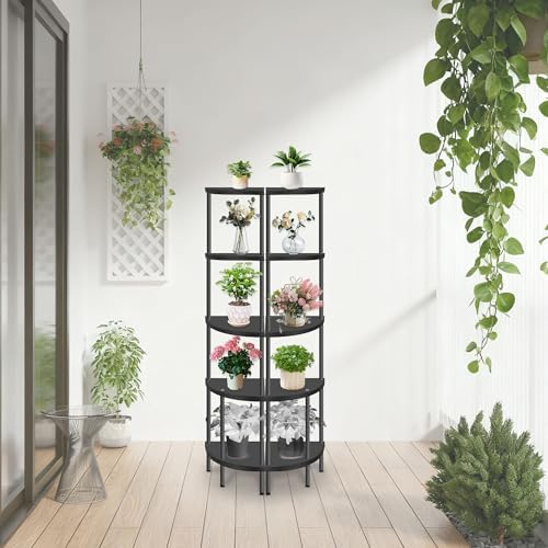 Qupui 5 Tier Plastic Corner Shelf Stand, 54” Tall 90° Right Angle Corner - Image 6