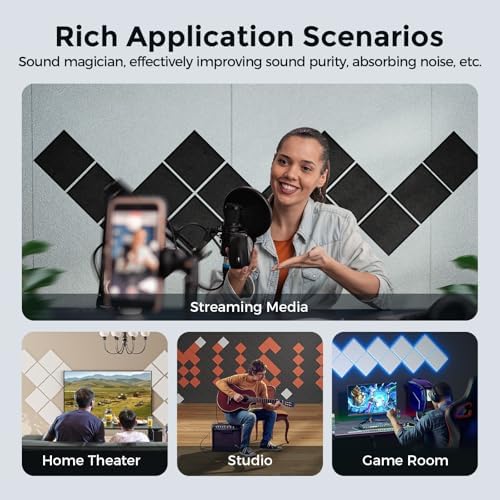 12 Pack Self-Adhesive Acoustic Panels, 2nd Generation Sound Absorbing Panel - Image 6