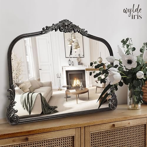 Wylde Iris English Estate Carved Arch Wood Wall Mirror, Mirror - Image 2