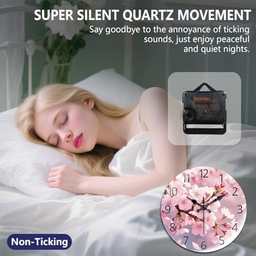 peacoblue Cherry Blossom Wall Clocks Battery Operated - Image 4