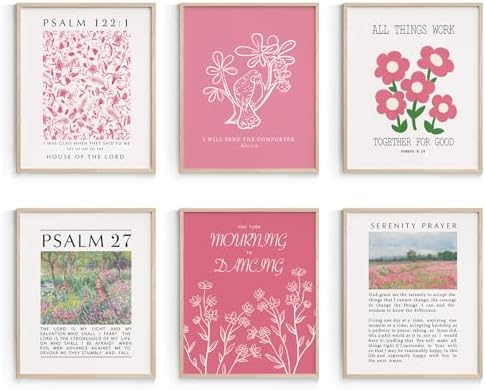 Habseligkeit Pink Flower Wall Art Prints, Retro Wall Decors by Habseligkeit