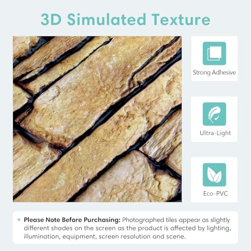 Commomy 3D Faux Stone Wall Panels Peel and Stick 10 Pcs 11.8" x 11.8" - Image 4