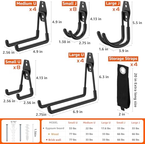 32-Pack Heavy Duty Wall Mount Garage Hooks - Image 2