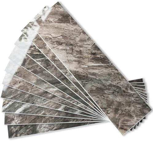 AULIGET 4-Piece Polished Brown Peel and Stick Backsplash Wall Tiles, Laundry by AULIGET