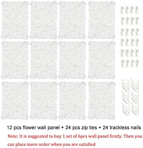 BLOSMON Flower Wall Panel Backdrop Decor, Ivory White, 24 x 16 Inch - Image 6