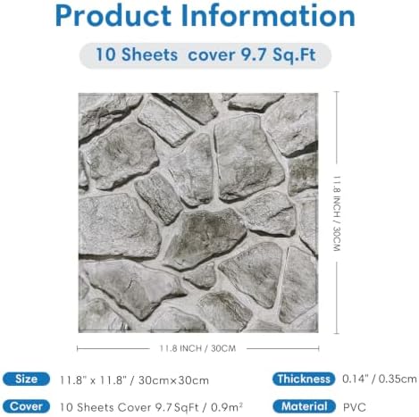COMSTICKC 3D Peel and Stick Faux Stone Wall Panels - Image 5