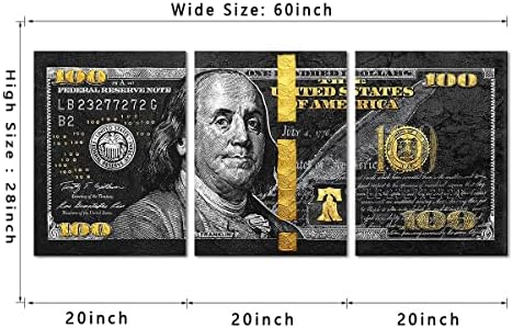 Yatsen Bridge Money Wall Art Black and Gold Pictures Wall Decor 3 Panels 100 - Image 5