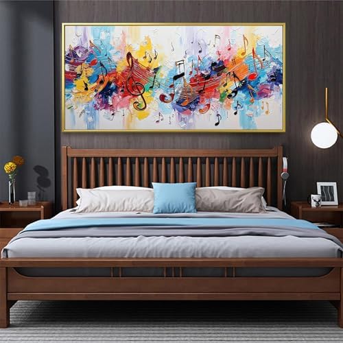 Suconvng Gold Framed Wall Art For Living Room Colorful Musical Note Canvas Art - Image 6