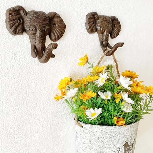 Rustic Elephant-Shaped Decorative Wall Hook Rack Hangers - Image 3