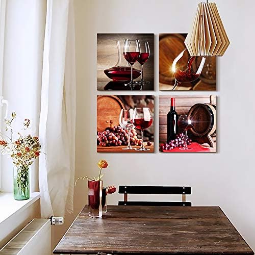 TTHYUEWS Canvas Wall Art For Kitchen Dining Room Wall Decor Wine Glass Wall - Image 3