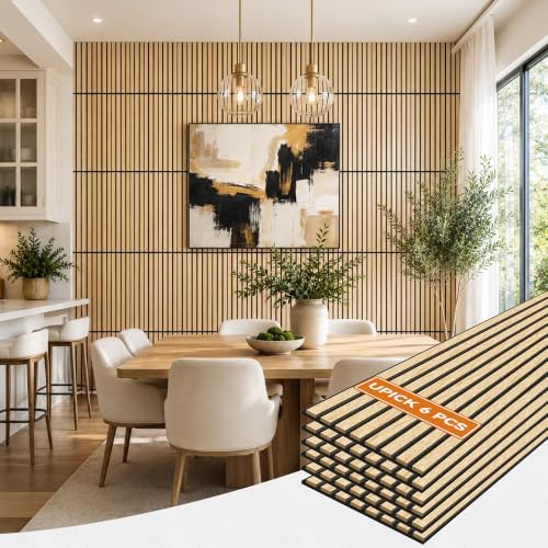 UPICK Wood Slat Acoustic Wall Panels 24"x12", 6 Pack, 11.63 sq ft by Upick