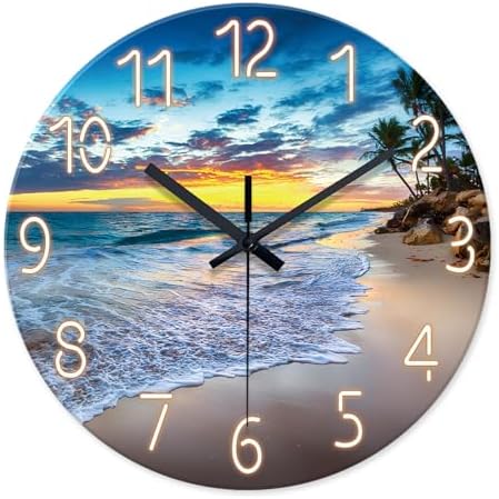 Glass Beach Wall Clocks Battery Operated 16 Inches or Larger by Constantplanet%E6%97%97%E8%88%B0%E5%BA%97