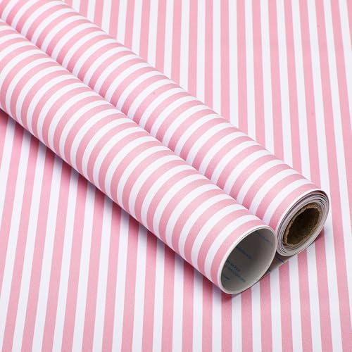 Colarr Pink Striped Peel and Stick Wallpaper 17'' x 118'' Contact Paper by Colarr