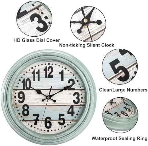 ZENFUN 12'' Rustic Wall Clock, Silent Non Ticking Clock Quartz Wall Clock - Image 3