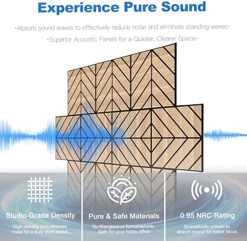 Mollywell Acoustic Wall Panels, Natural Oak, 16 Pack, 12x12 in - Image 4