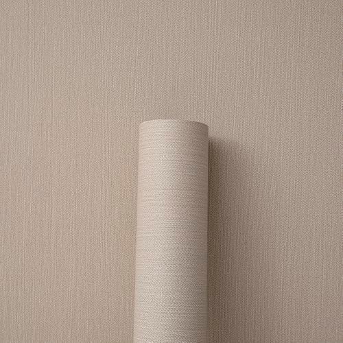 24"x393" Light Brown Fabric Peel and Stick Flax Textured Wallpaper - Image 6