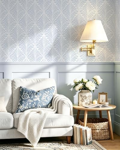 Safiyya Peel and Stick Wallpaper Boho Contact Paper Blue Geometric Modern Wall - Image 4