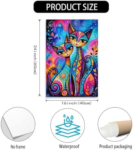 Colorful Cat Portraits Poster Whimsical Cats Canvas Wall Art - Image 3