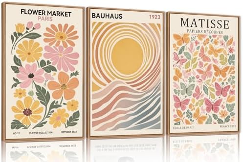 Boho Matisse Floral Framed Canvas Wall Art Set -24"x36"x3 - Image 5