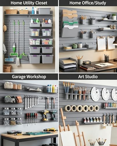 FRAYSCENT Slat Wall Paneling Garage Wall Organizer, Slatwall Panels Garage Tool - Image 3