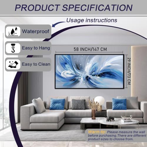 Blue White and Gray Abstract Canvas Wall Art - Image 7