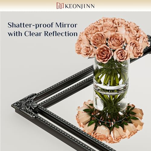 Keonjinn 24x36 Inch Black Antique Vintage Mirror, Brass Baroque Mirror - Image 4