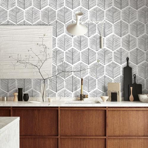 MelunMer Grey Modern Peel and Stick Wallpaper Boho Removable 17.3''×393'' - Image 6