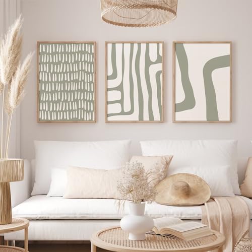 Minimalist Neutral Wall Art Decor Sage Green Boho Canvas Poster Abstract Modern - Image 4