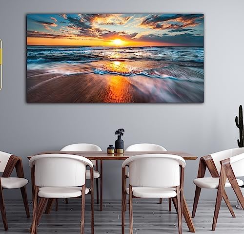 GUGIKA Ocean Wall Art for Living Room, Large Coastal Beach Canvas Wall Decor - Image 2