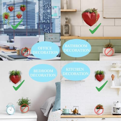 Heart-Shaped Wall Planter, Self-Watering Pot - Image 2