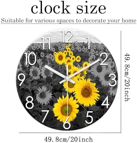 XFM Large Sunflower Wall Clock Battery Operated 20 Inch - Image 6