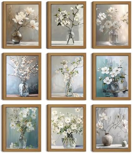 XIANGRUI Magnolia Floral Posters Wall Art Set of 9, Vintage Botanical Flower by Unknown