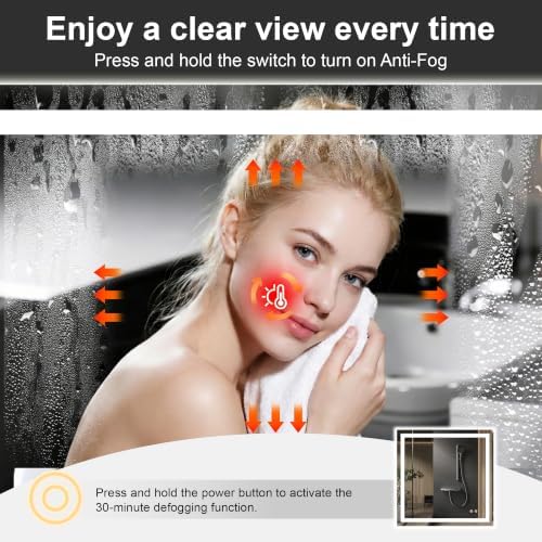 30x40 LED Bathroom Mirror with Lights, Lighted Vanity Mirror - Image 2