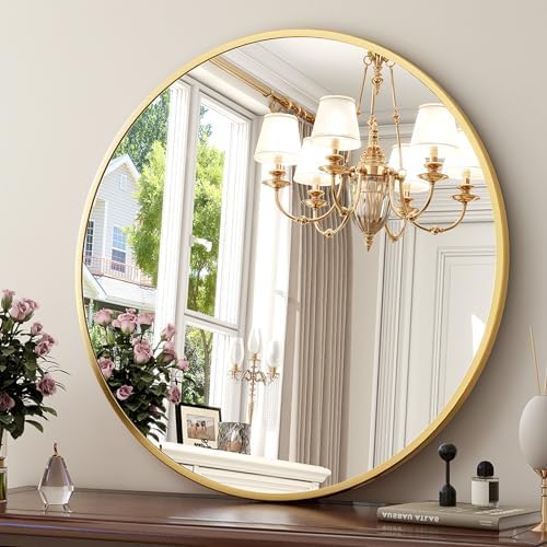 XRAMFY 30 Inch Round Mirror-Gold Circle Mirrors by XRAMFY