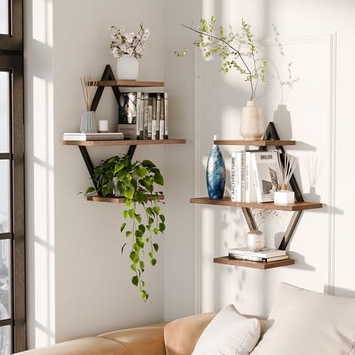 Floating Wall Shelves, Rustic Brown - Image 4