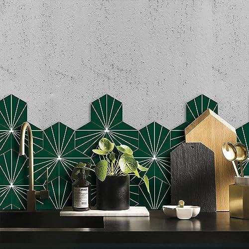 AULIGET Flower Vintage Hexagon Tile Peel and Stick Backsplash - Image 2