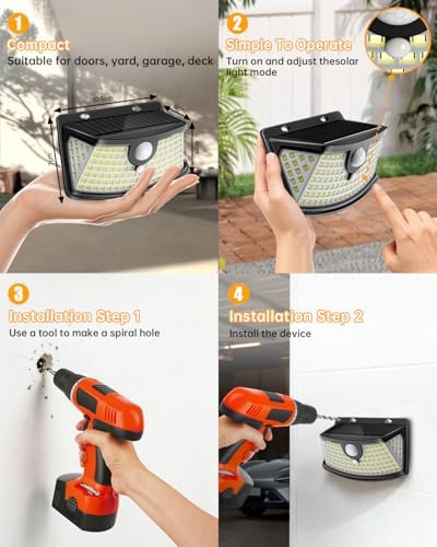 Aootek Solar Motion Sensor Lights Outdoor 120 LEDs, 10 Pack - Image 6
