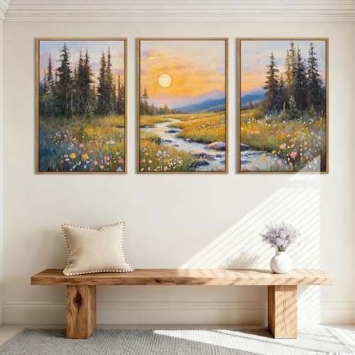 IARTTOP Large Mountain Wall Art Framed 16x24 Inch Abstract Forest Landscape - Image 7