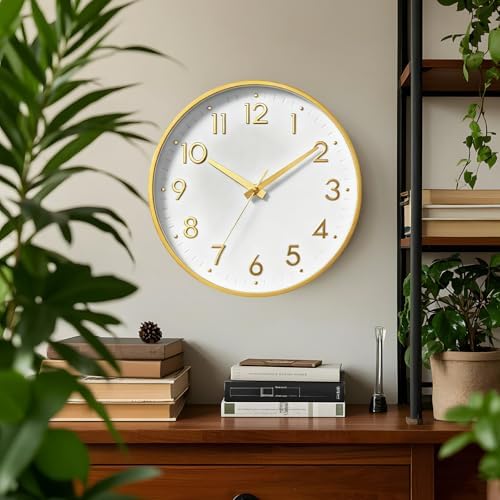 Mosewa 12 Inch Wall Clock Battery Operated Silent Non Ticking Analog - Image 2