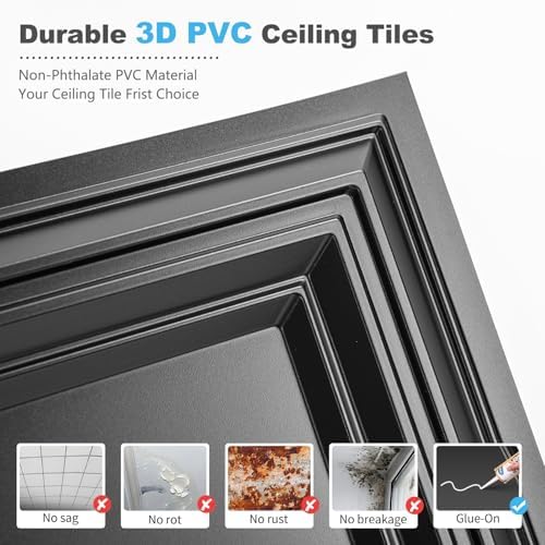 Art3d 12-Pack Waterproof Drop Relief Ceiling Tiles, 24 x 48 in - Image 2